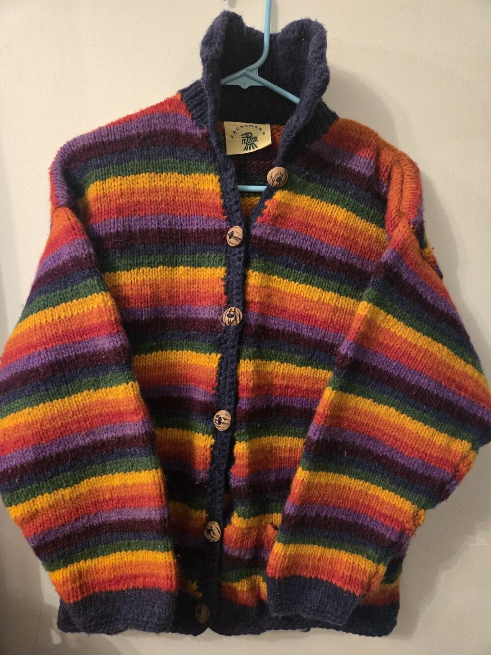 Vintage Pachamama Wool Rainbow Jacket Size Womens L